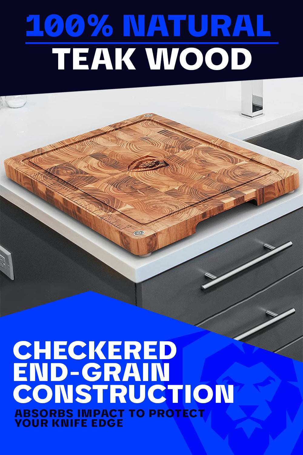 End-Grain Teak Cutting Board | Medium Size | Dalstrong ©