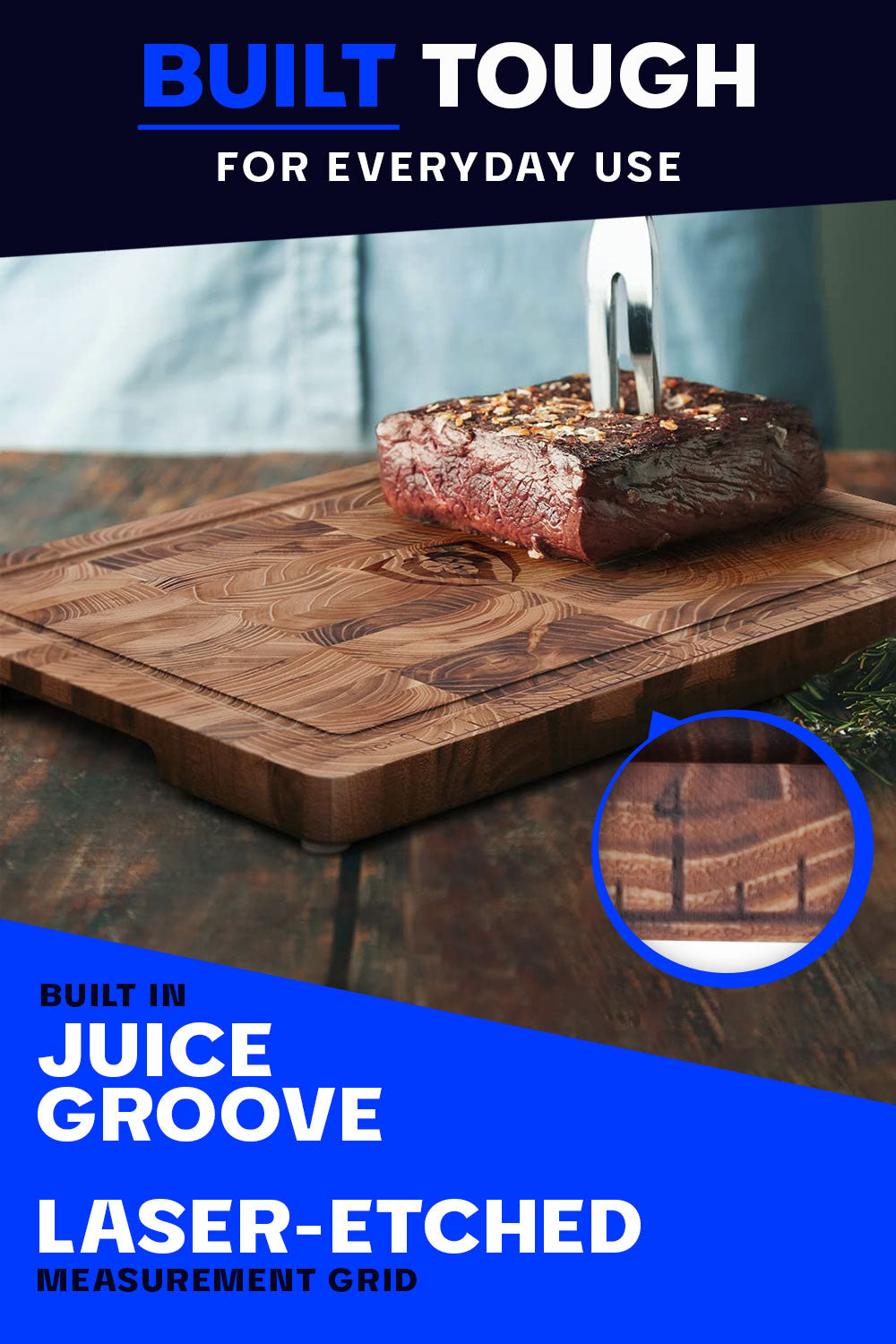 End-Grain Teak Cutting Board | Medium Size | Dalstrong ©
