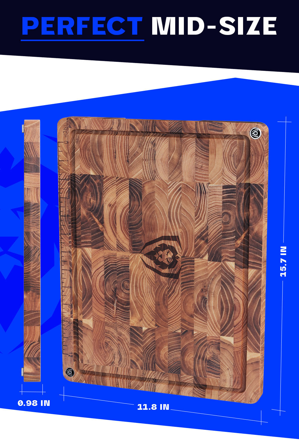 End-Grain Teak Cutting Board | Medium Size | Dalstrong ©
