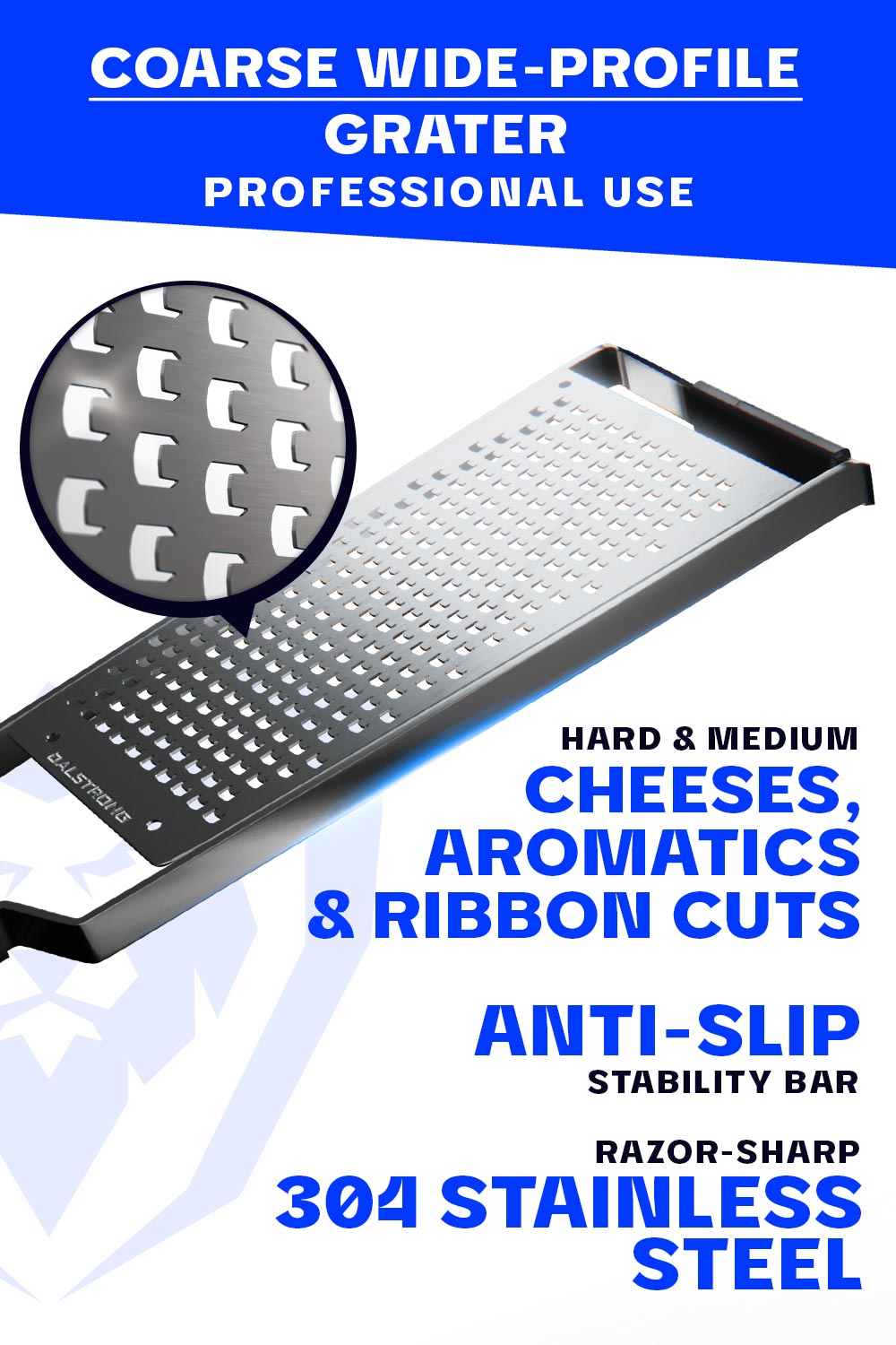 Professional Coarse Wide Cheese Grater | Dalstrong ©