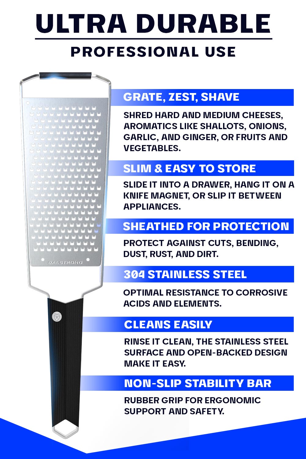Professional Coarse Wide Cheese Grater | Dalstrong ©