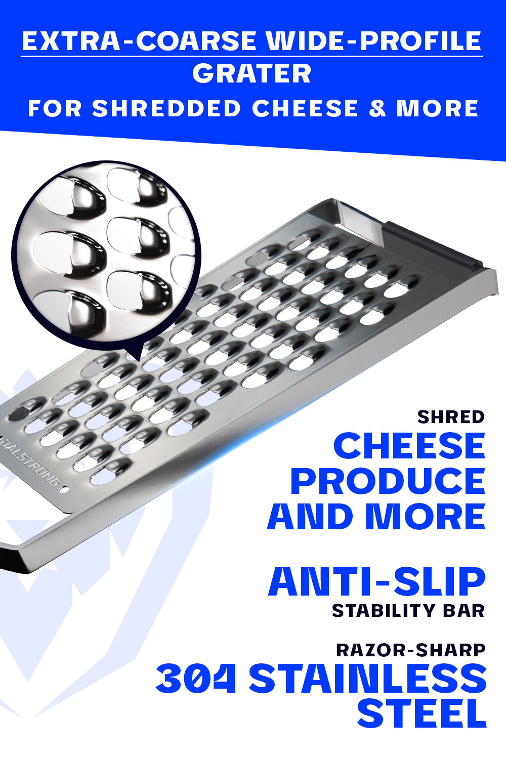 Professional Extra Coarse Wide Cheese Grater | Dalstrong ©