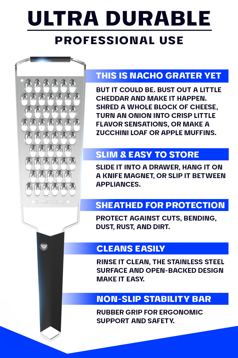 Professional Extra Coarse Wide Cheese Grater | Dalstrong ©