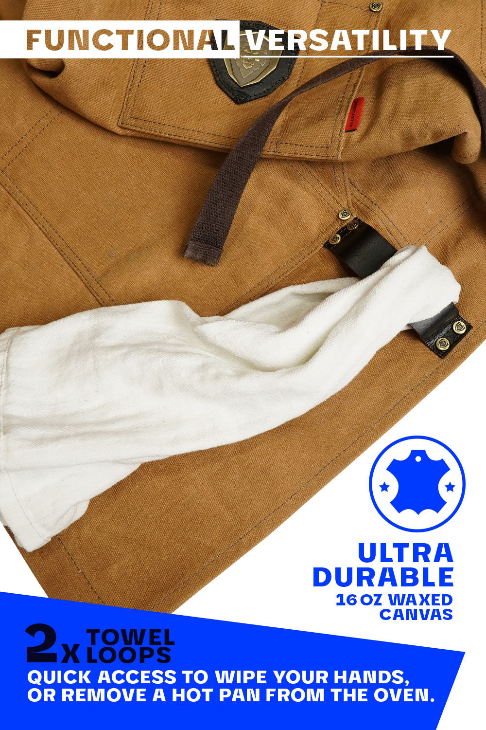 Professional Chef Apron | Brown 'Desert Drifter' | Heavy-Duty Waxed Canvas | Dalstrong ©