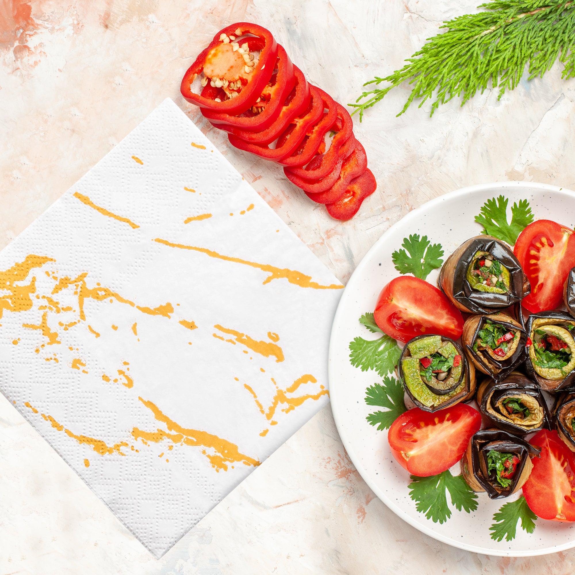 White with Gold Marble Paper Beverage/Cocktail Napkins
