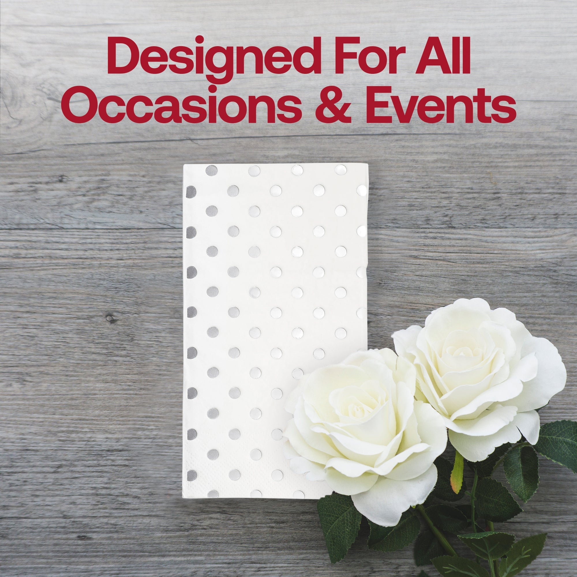 White with Silver Dots Paper Dinner Napkins