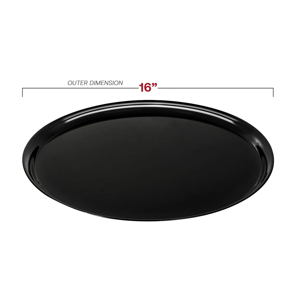 16" Black Round Plastic Trays