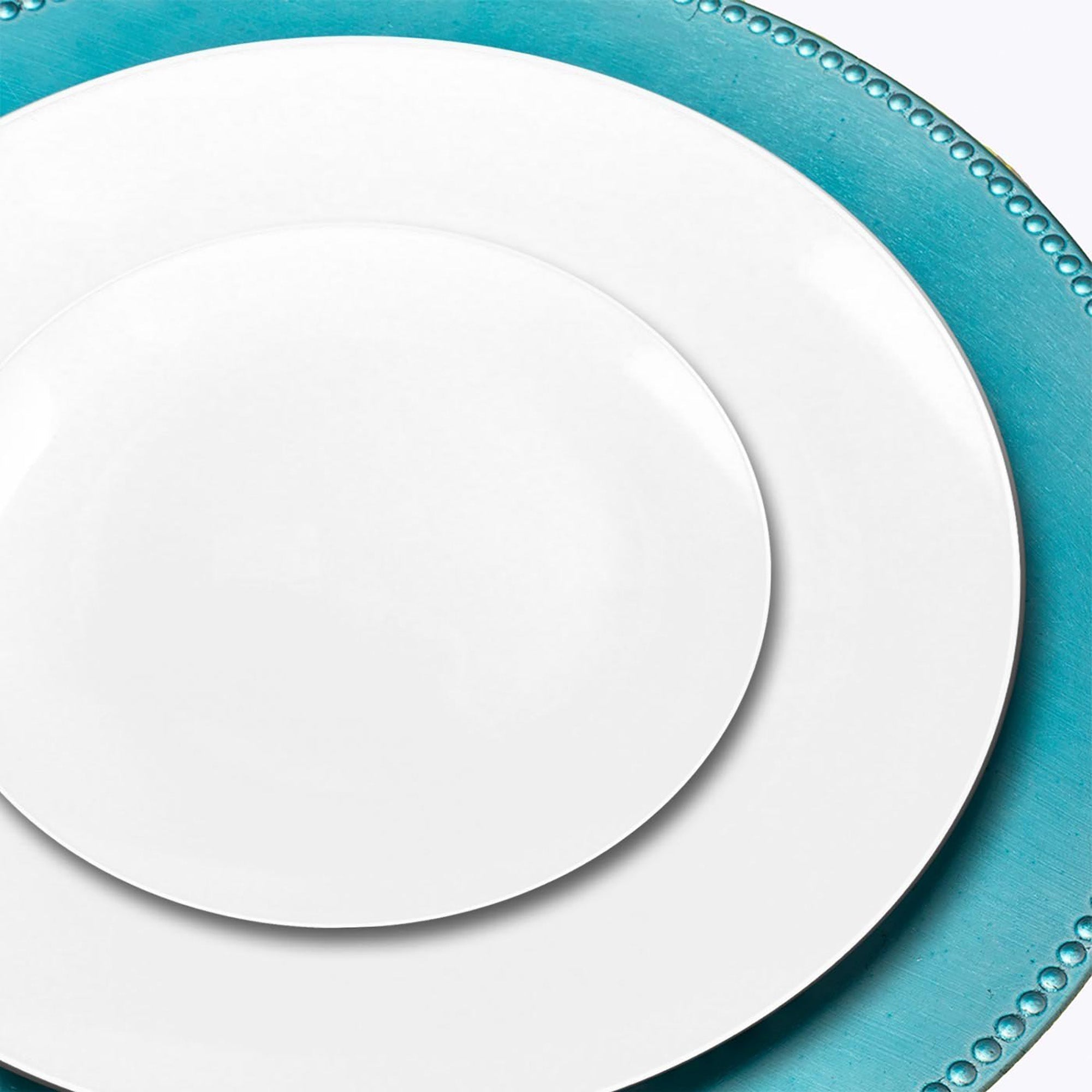 Solid White Organic Round Disposable Plastic Wedding Value Set