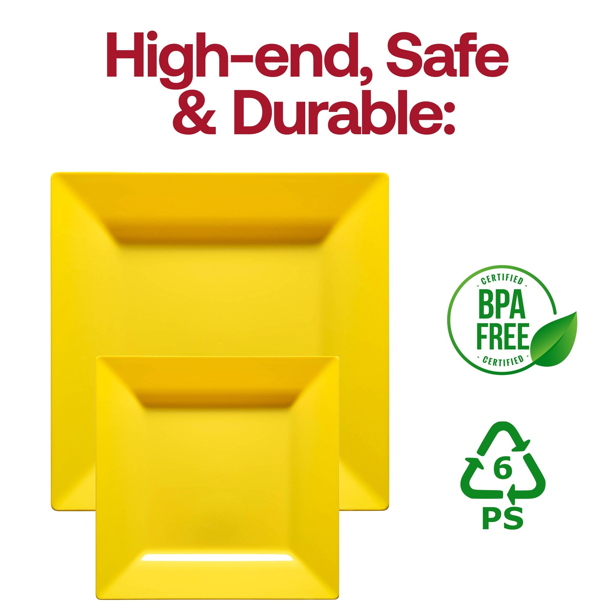 Yellow Square Plastic Dinnerware Value Set