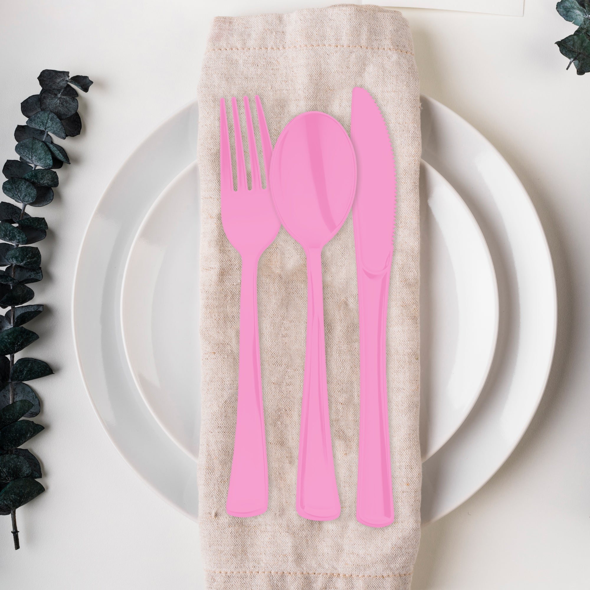Pink Disposable Plastic Party Spoons