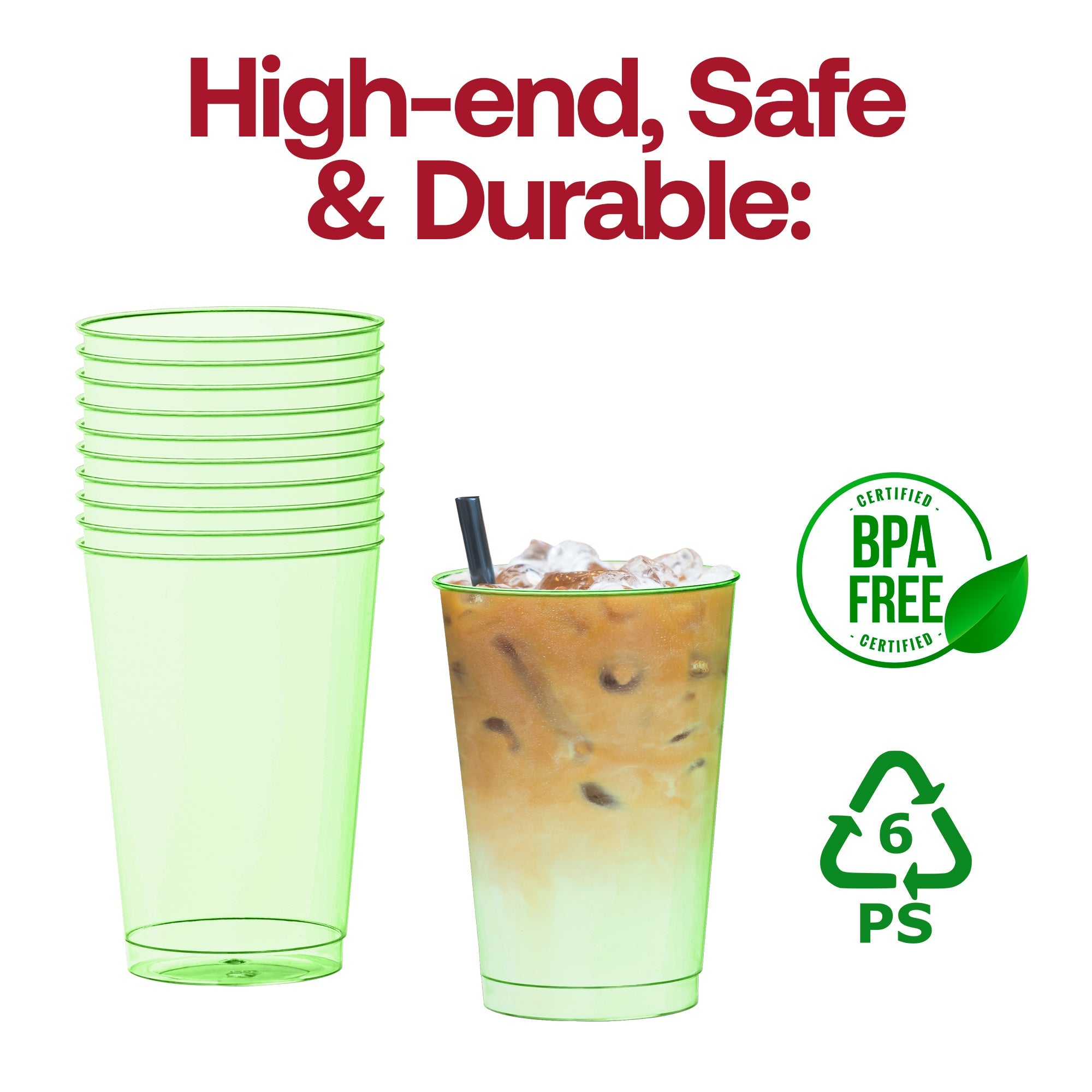 Clear Green Disposable Plastic Party Cups (12 oz. )