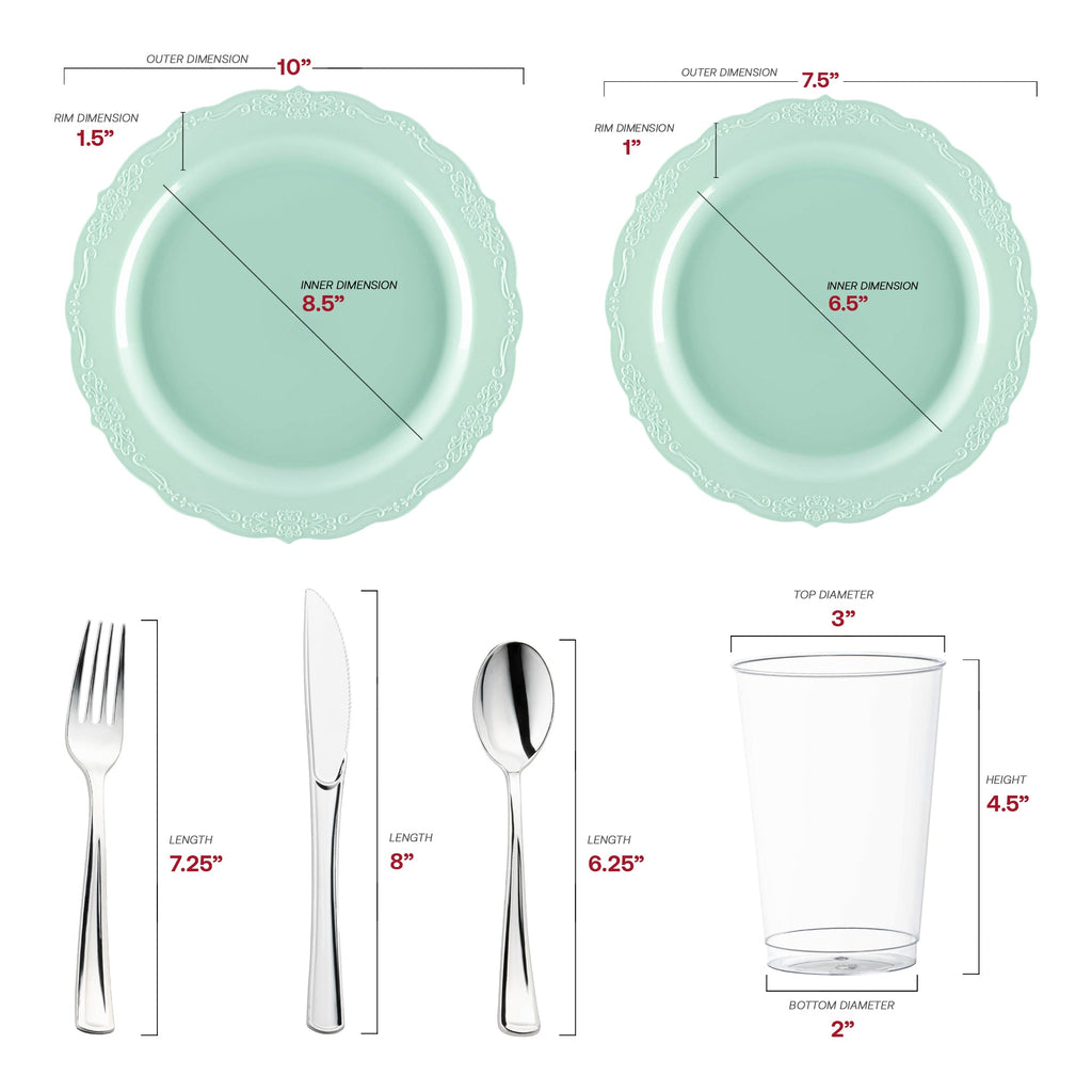 Turquoise Vintage Round Disposable Plastic Wedding Value Set