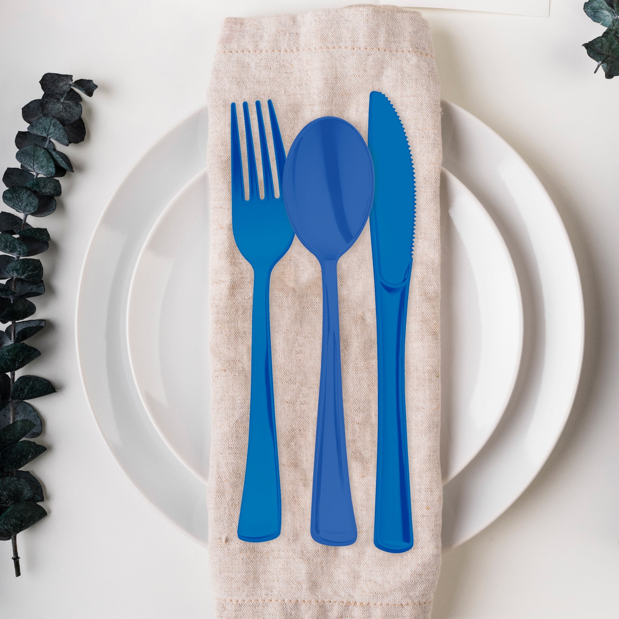 Blue Disposable Plastic Party Cutlery Set