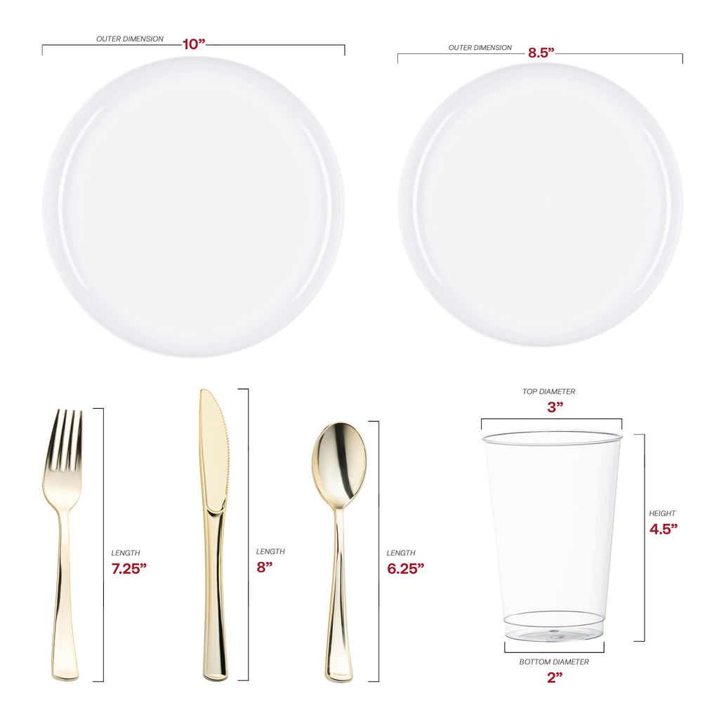 White Flat Round Disposable Plastic Wedding Value Set