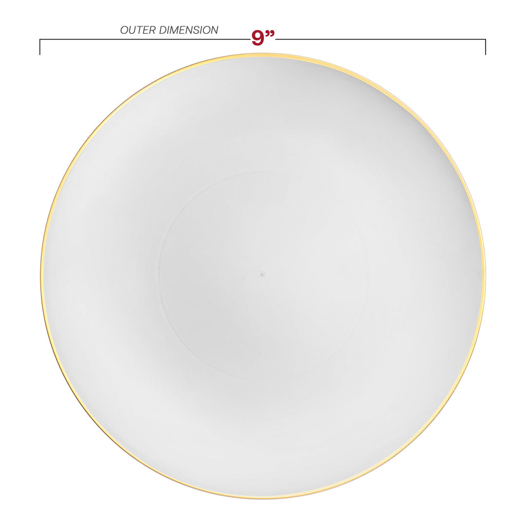 White with Gold Organic Plastic Dinner Plates (9")