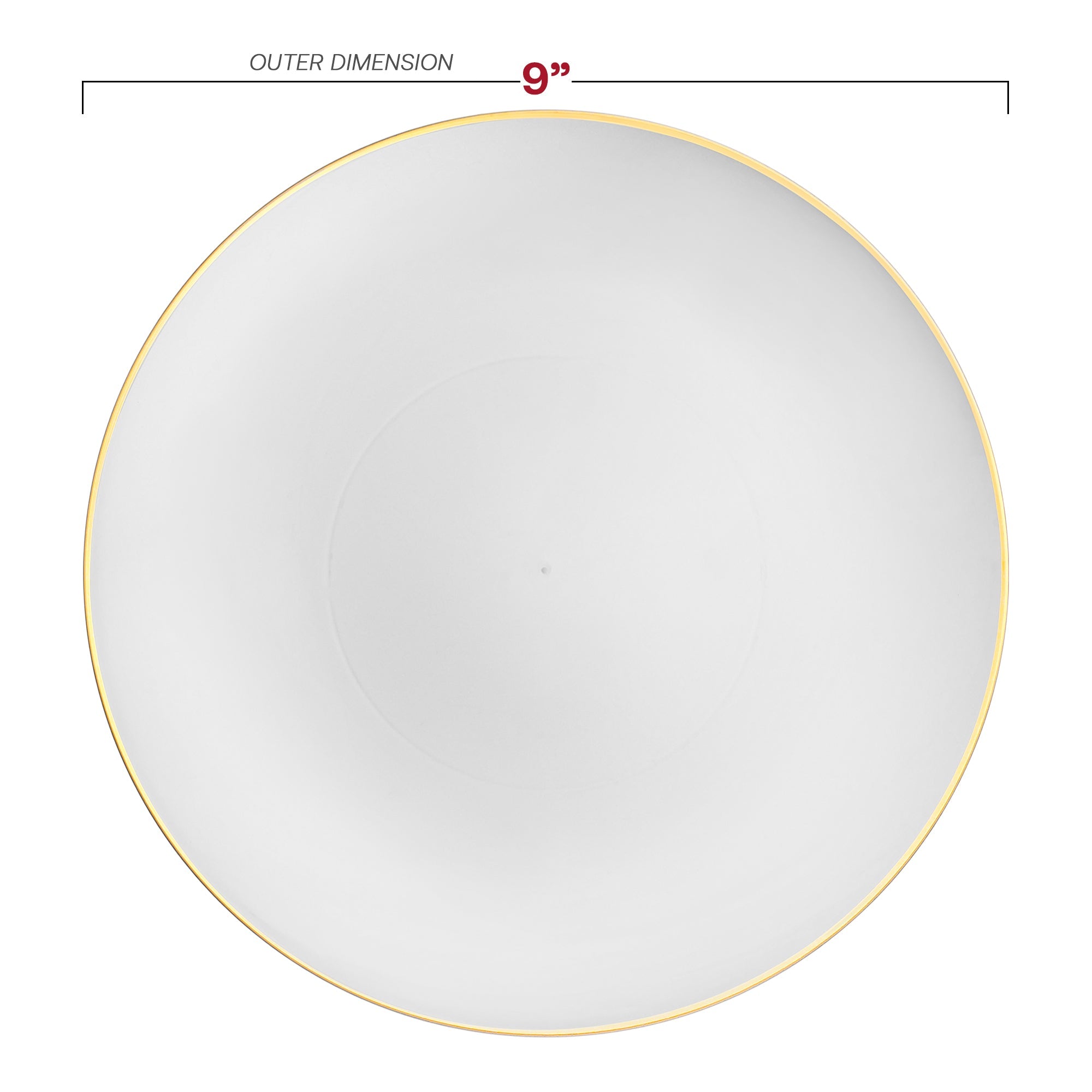 White with Gold Organic Plastic Dinner Plates (9")
