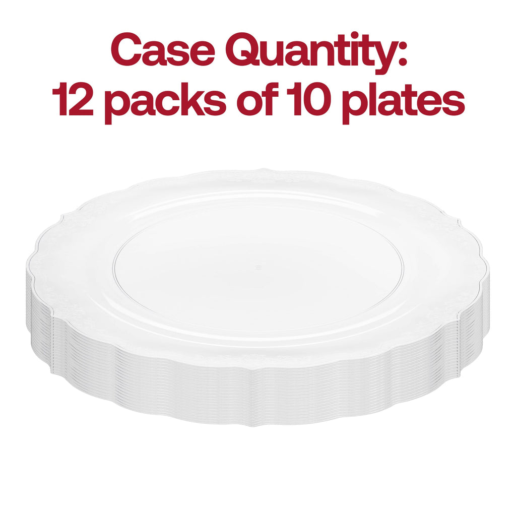 Clear Vintage Round Disposable Plastic Dinner Plates (10")