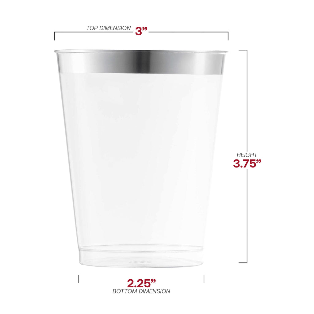 Clear with Metallic Silver Rim Round Tumblers (10 oz. )