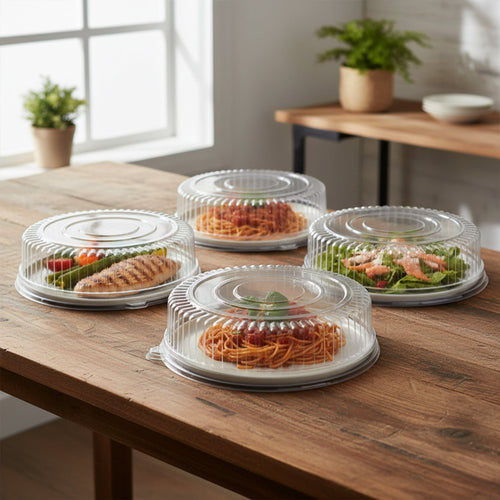 16" Clear Round Plastic Tray Lids
