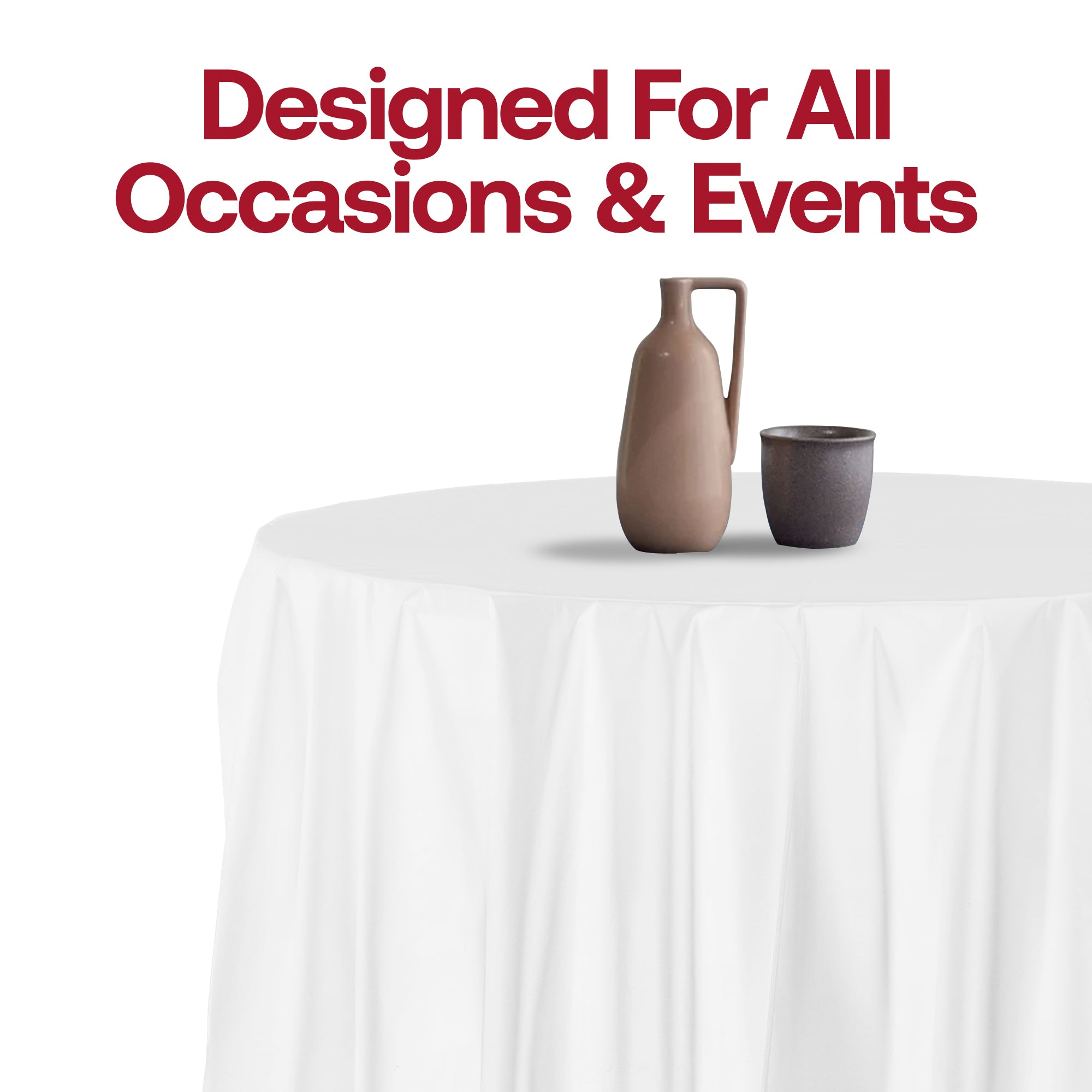White Round Disposable Plastic Tablecloths (84")