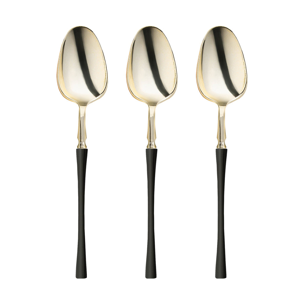 Gold with Black Handle Moderno Disposable Plastic Dinner Spoons