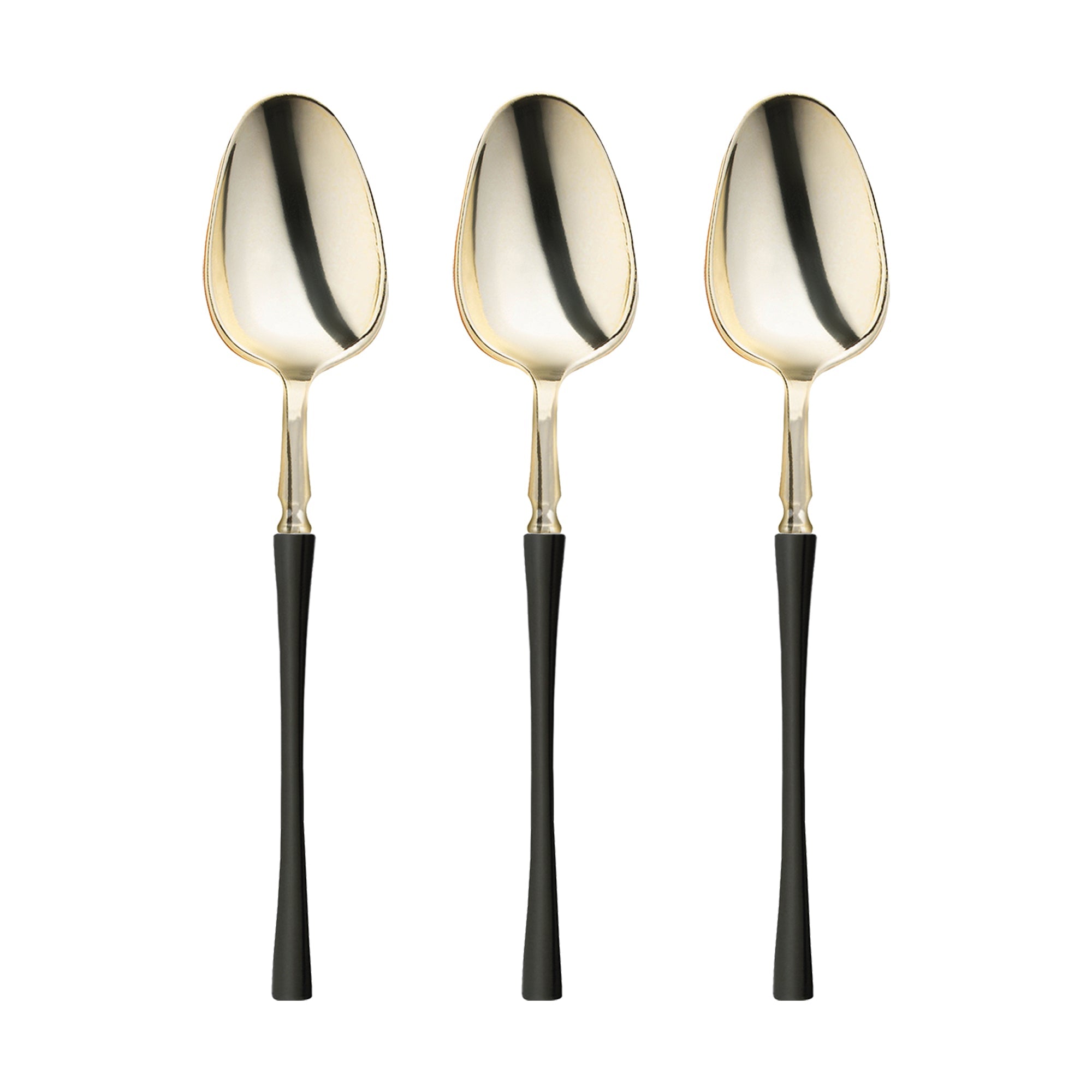 Gold with Black Handle Moderno Disposable Plastic Dinner Spoons