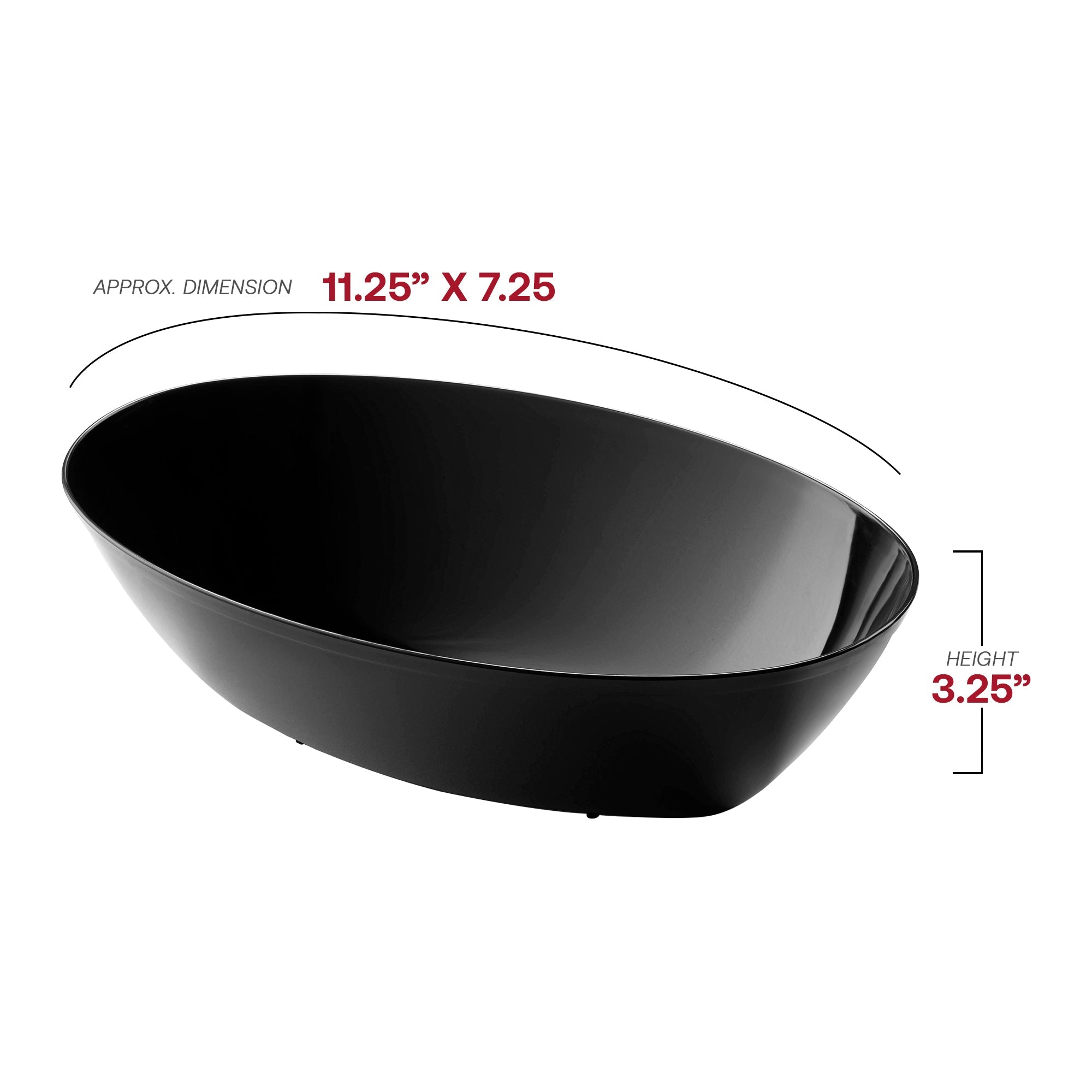 Black Oval Plastic Serving Bowls (2 qt.)
