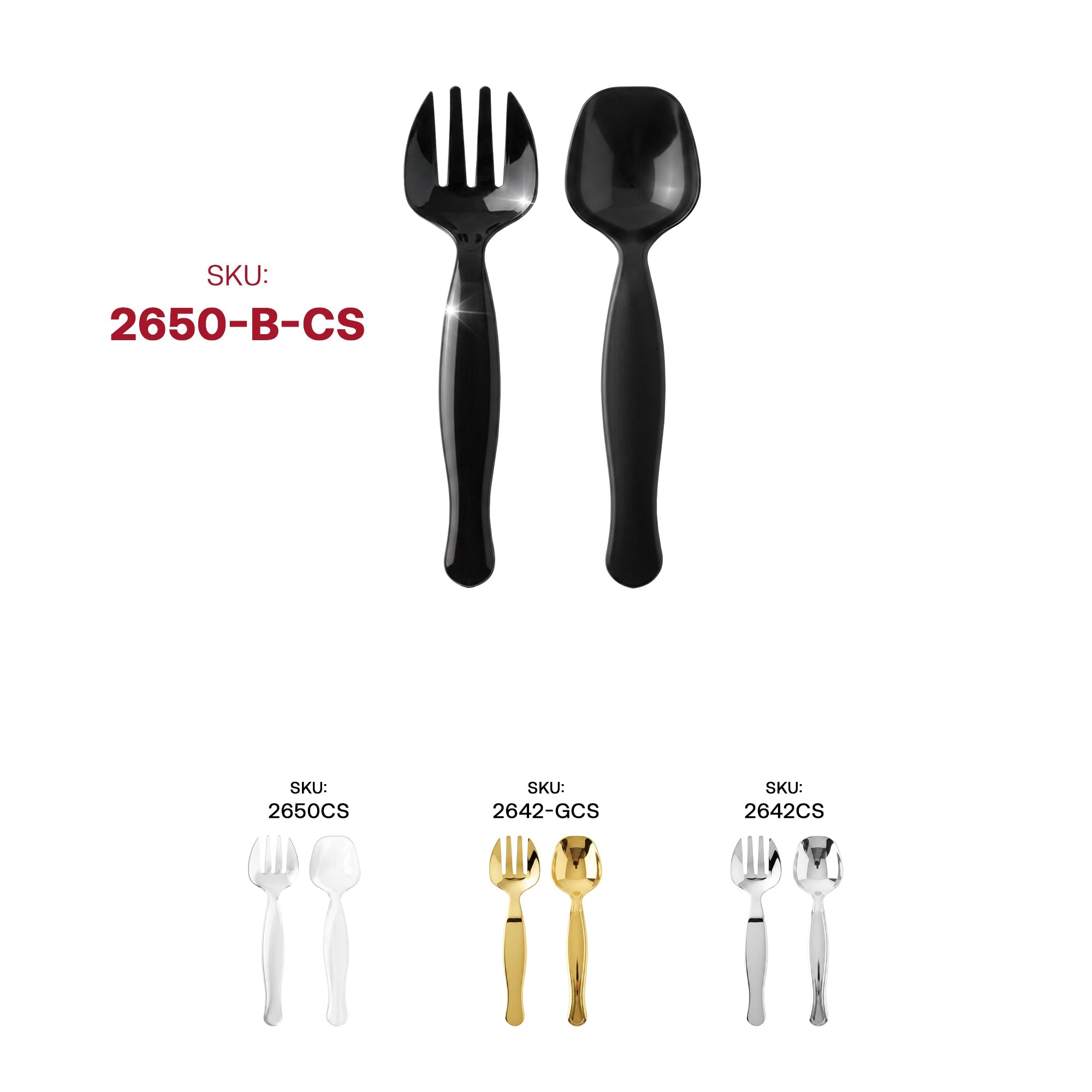Black Disposable Plastic Serving Flatware Set