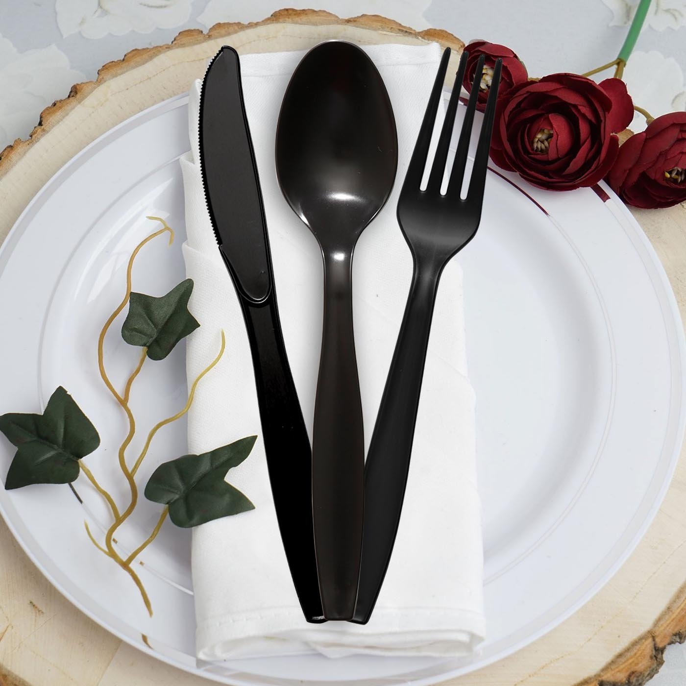 Black Plastic Disposable Spoons