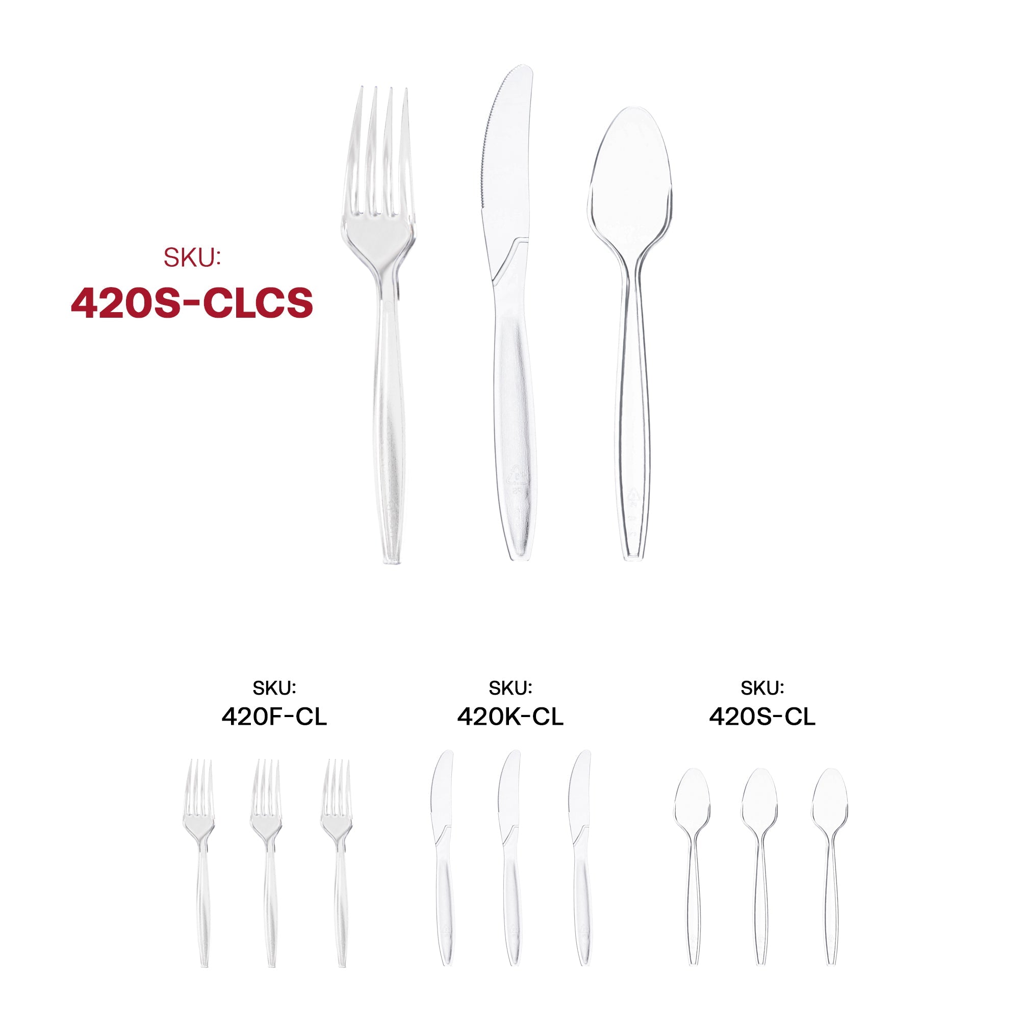 Clear Disposable Plastic Cutlery Set