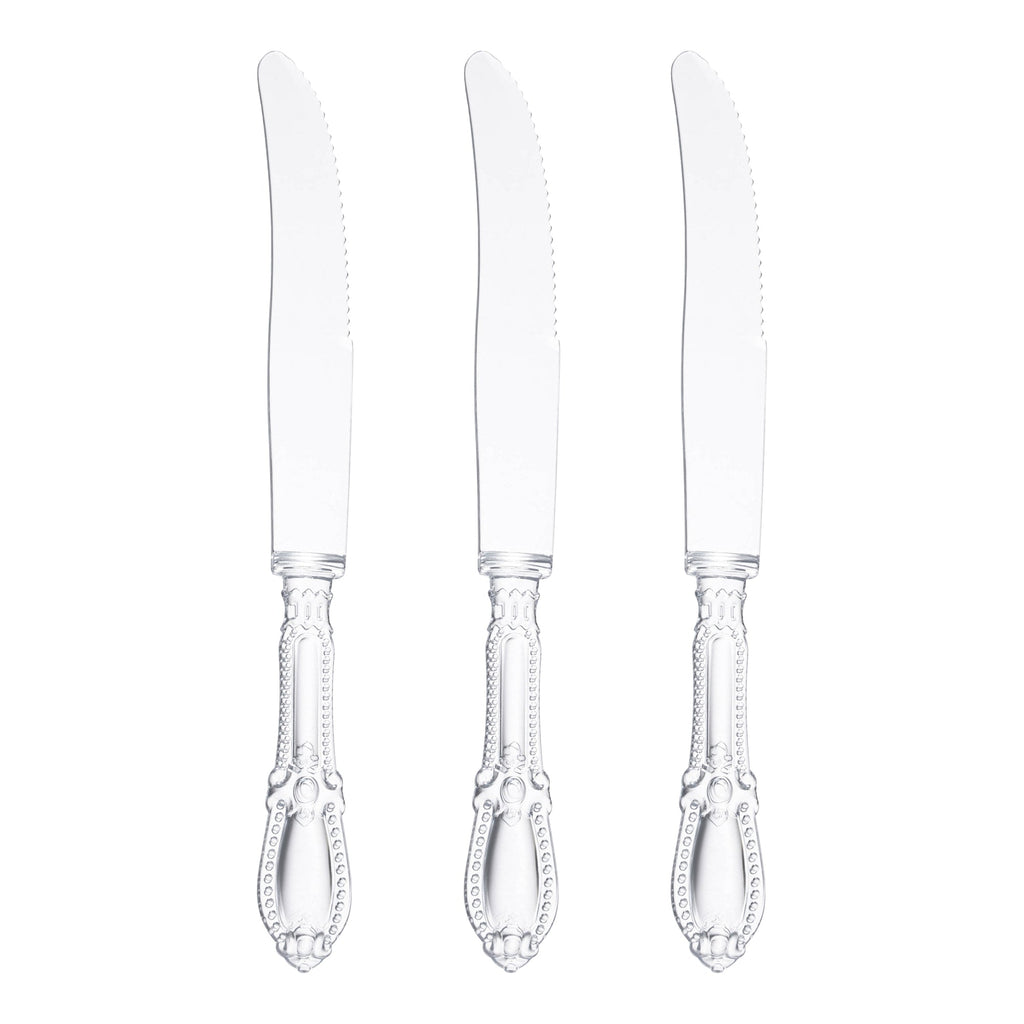 Clear Baroque Disposable Plastic Dinner Knives