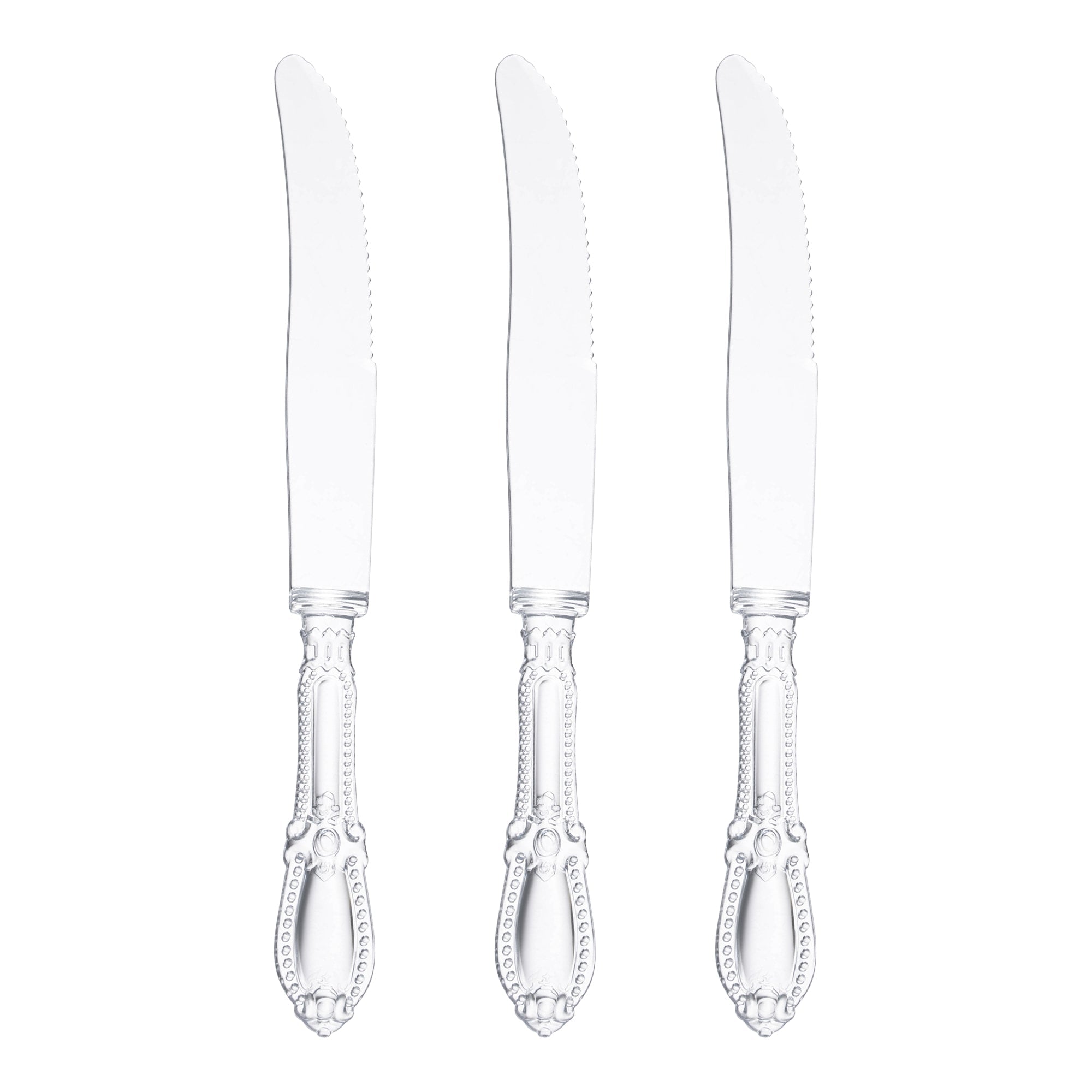 Clear Baroque Disposable Plastic Dinner Knives