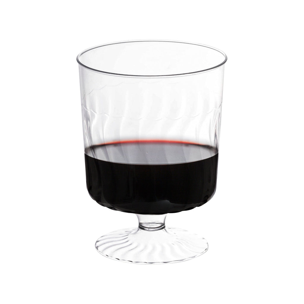 Clear Plastic Pedestal Wine Glasses (8 oz. )