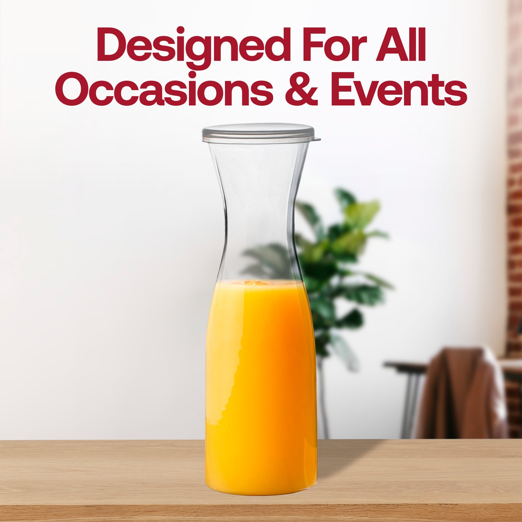 Clear Large Disposable Plastic Wine Carafes with Lids (35 oz. )