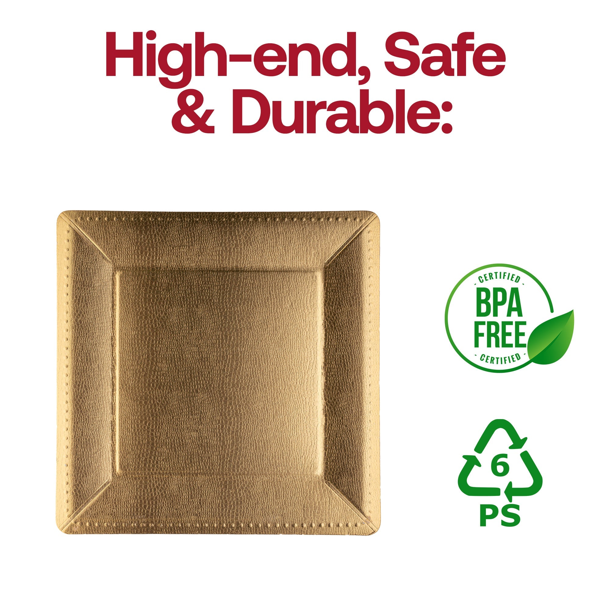 Gold Square Edge Beaded Disposable Paper Charger Plates (13")
