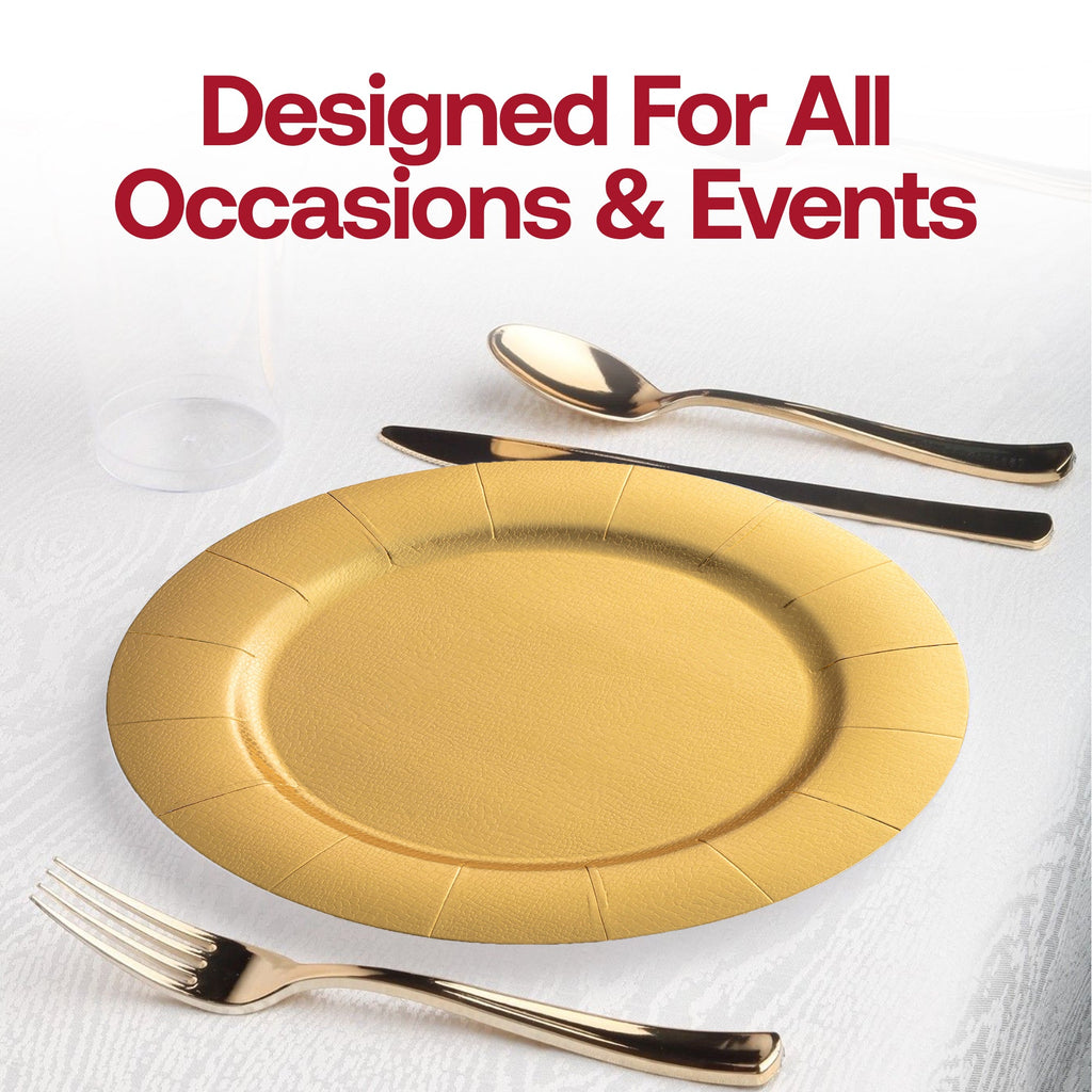 Gold Round Disposable Paper Charger Plates (13")