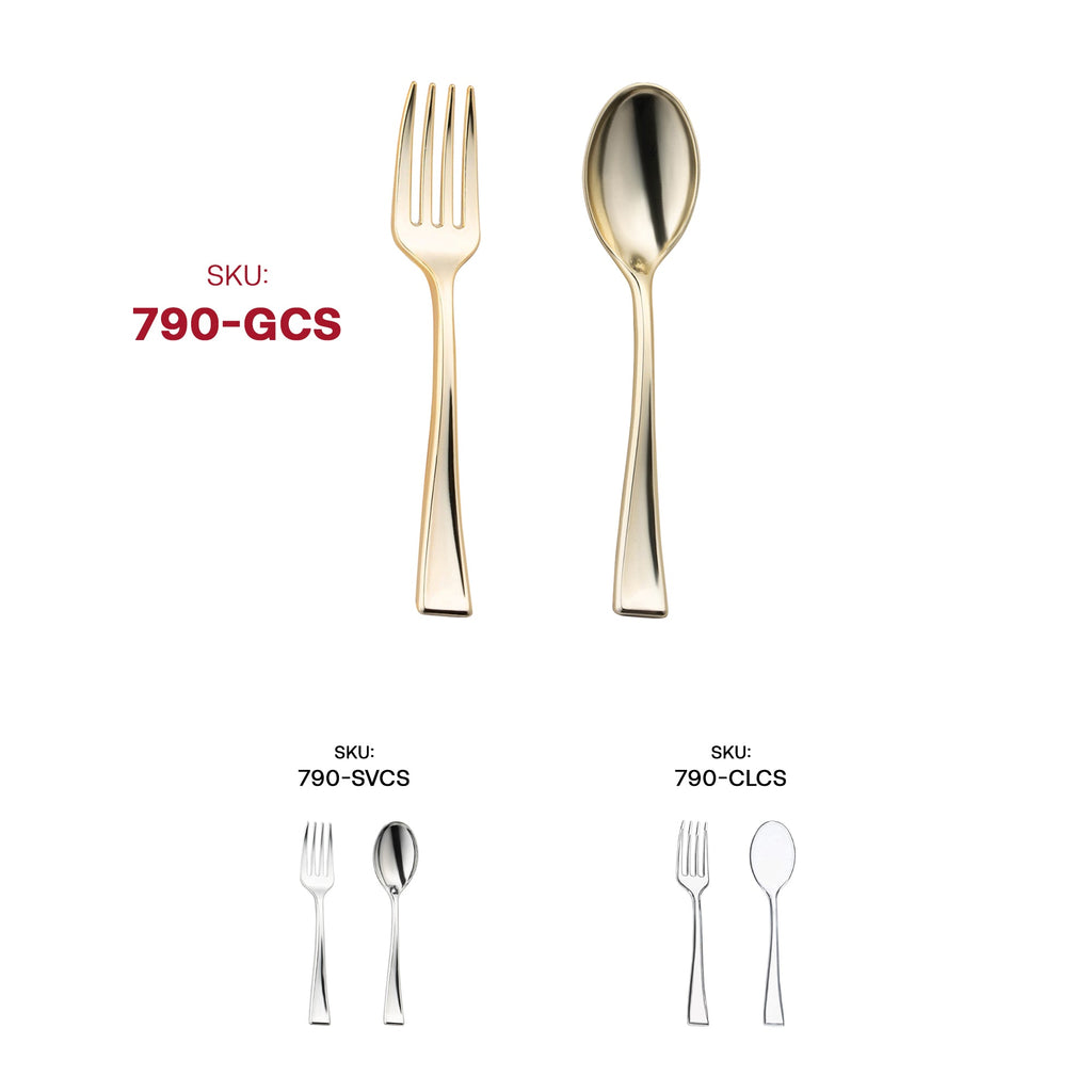 Gold Disposable Plastic Mini Flatware Set