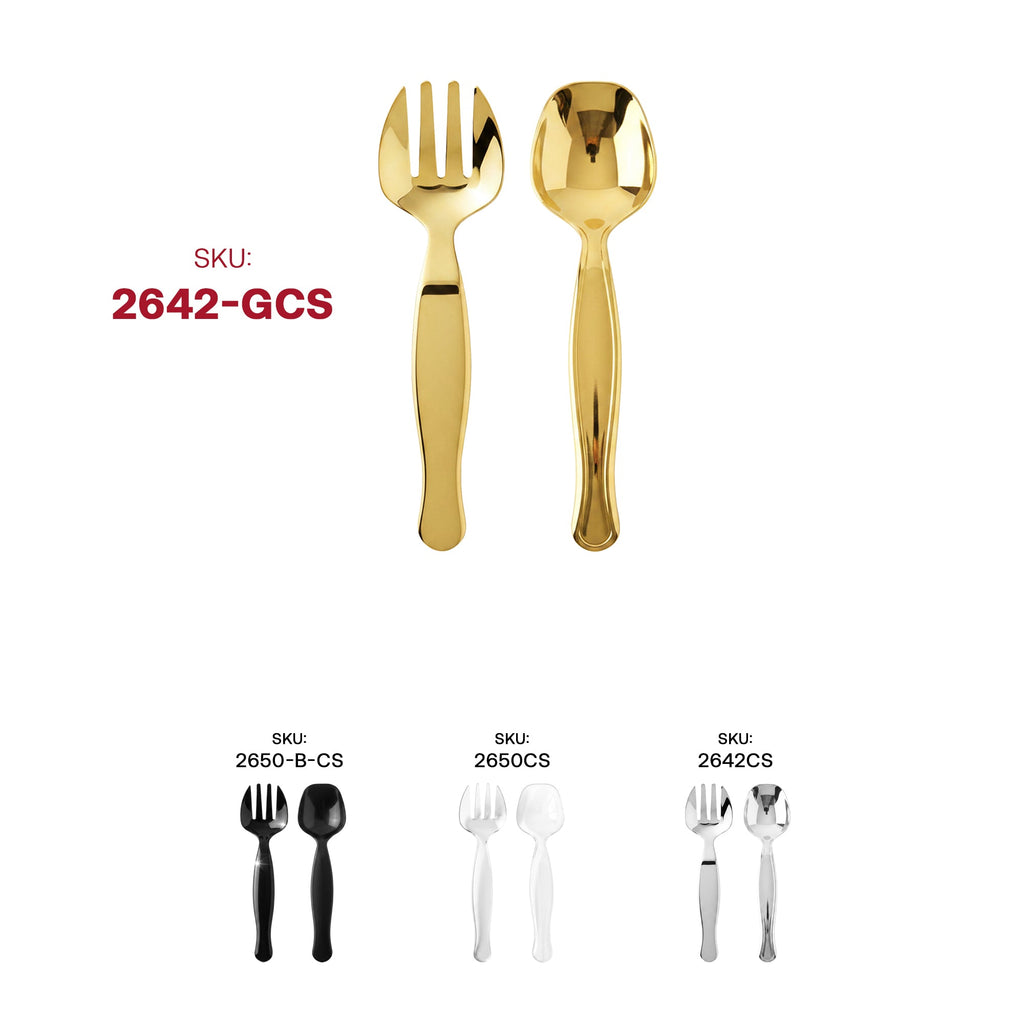 Gold Disposable Plastic Serving Flatware Set