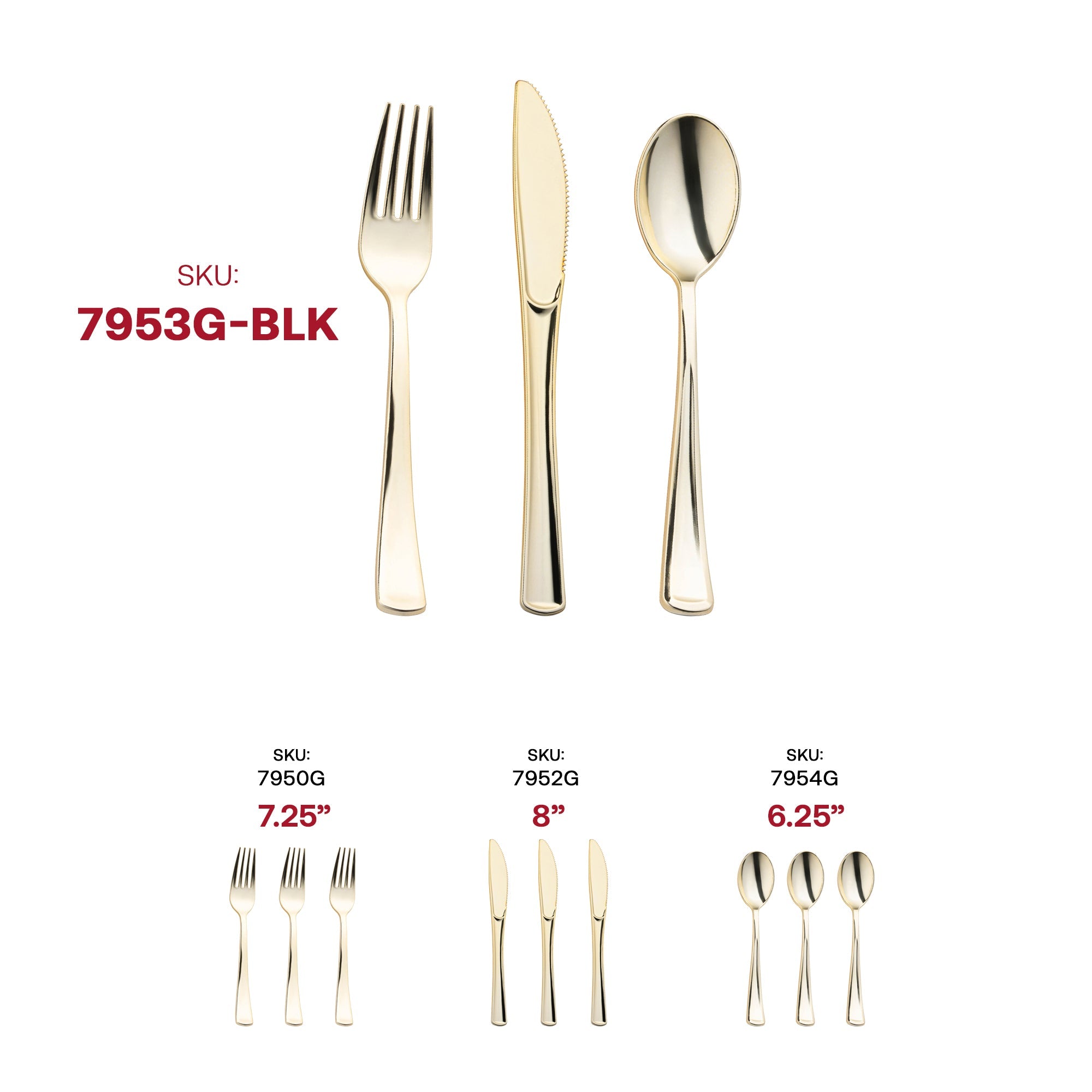Gold Classic Cutlery Plastic Silverware Set