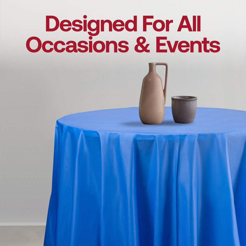 Navy Round Disposable Plastic Tablecloths (84")