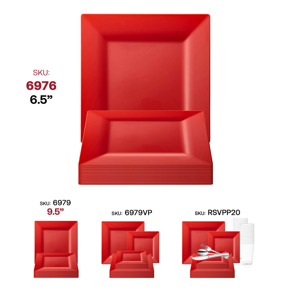 Red Square Plastic Salad Plates (6.5")