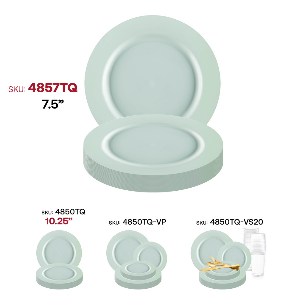 Matte Turquoise Round Disposable Plastic Appetizer/Salad Plates (7.5")