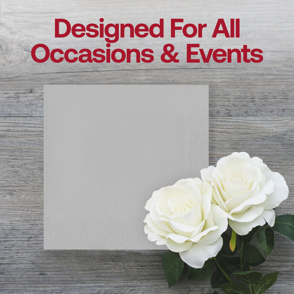 Shimmering Silver Paper Beverage/Cocktail Napkins