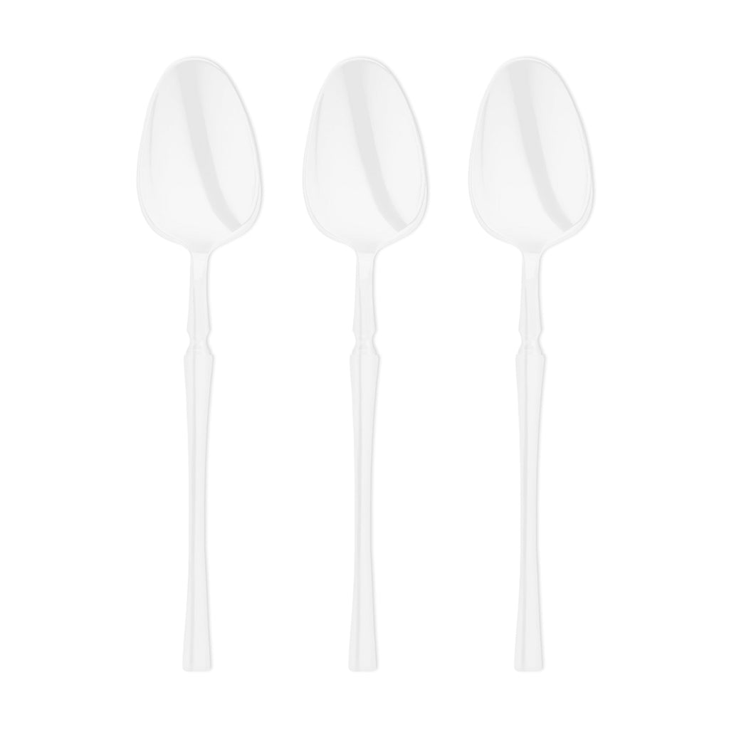 Solid White Moderno Disposable Plastic Dinner Spoons
