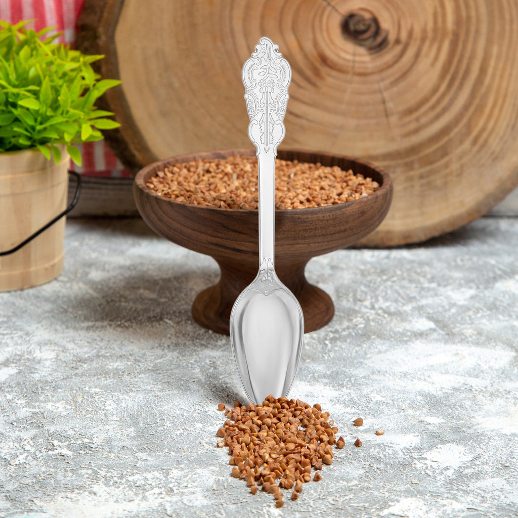 Shiny Baroque Silver Plastic Spoons