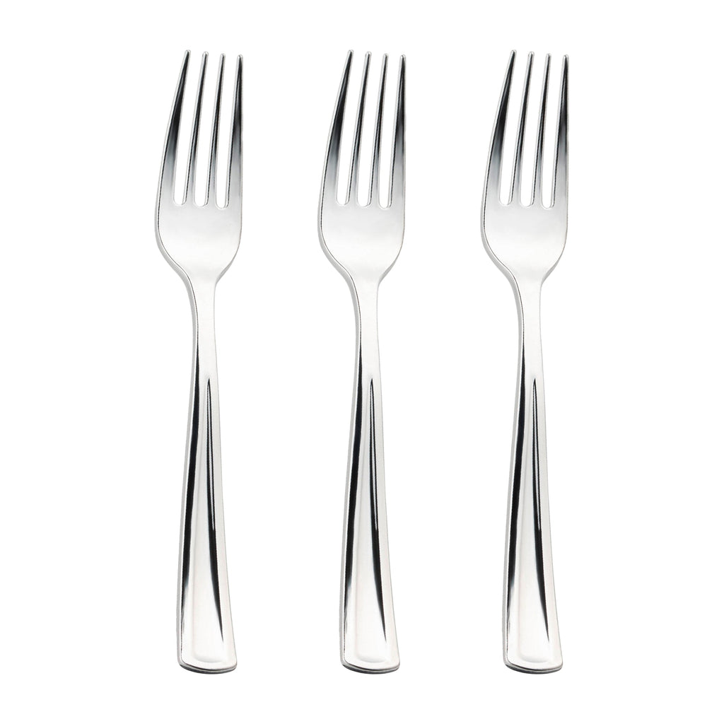 Shiny Metallic Silver Plastic Forks