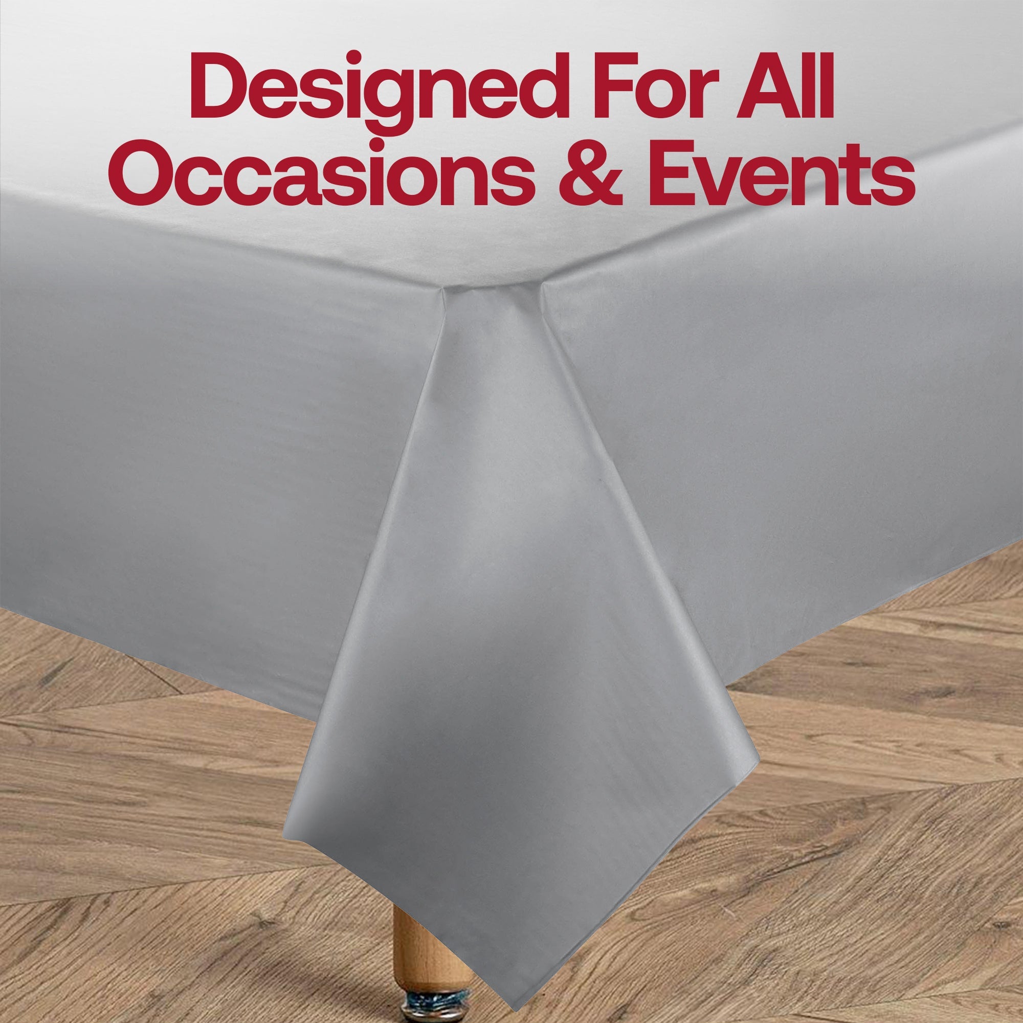 Silver Rectangular Disposable Plastic Tablecloths (54" x 108")