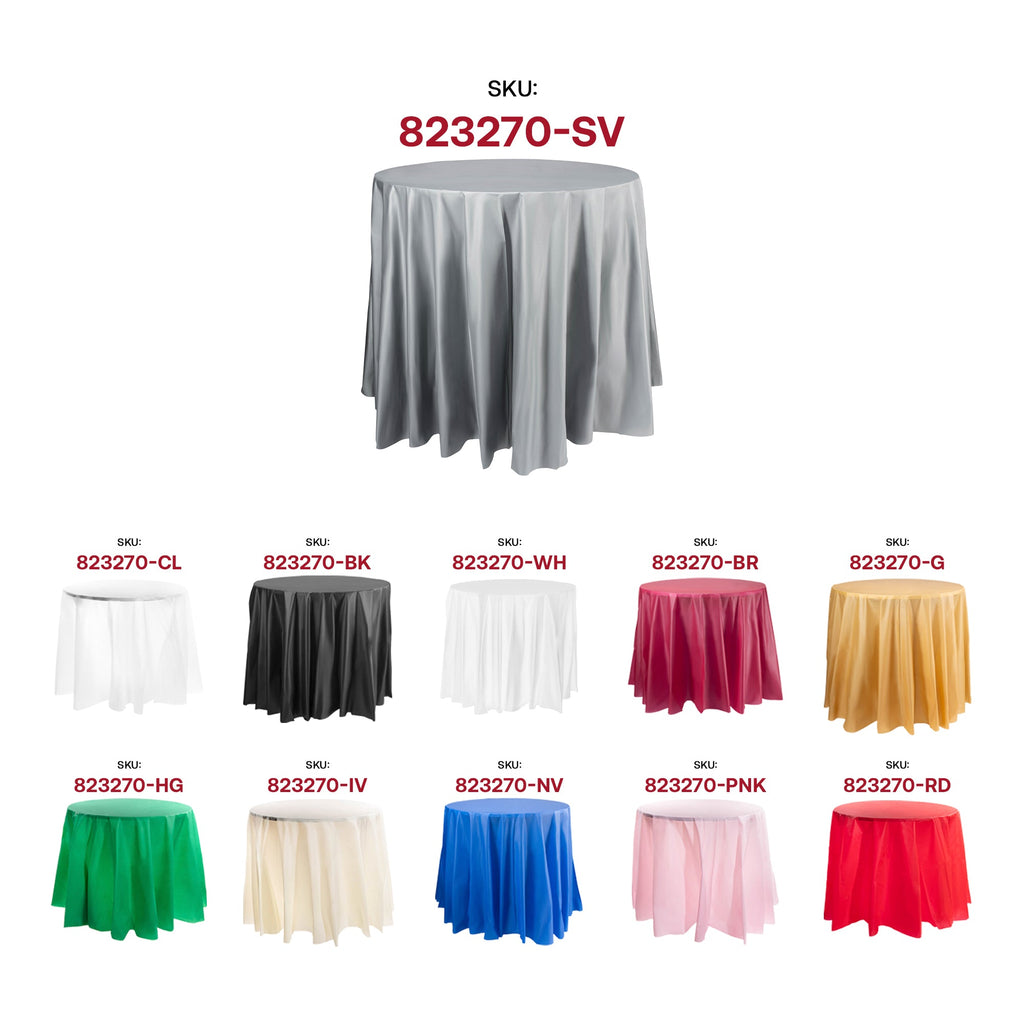 Silver Round Disposable Plastic Tablecloths (84")