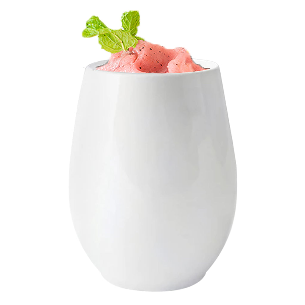 Solid White Elegant Stemless Plastic Wine Glasses (12 oz. )