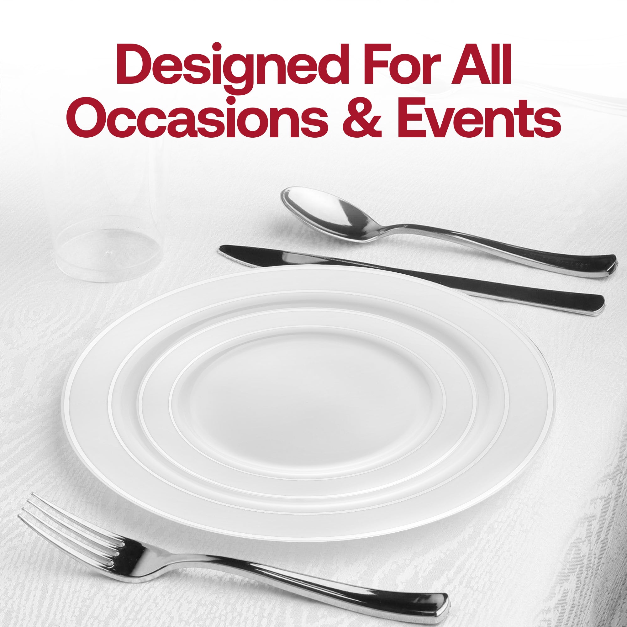 White with Silver Edge Rim Plastic Pastry Plates (6")